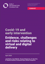 Covid-19 and early intervention: Evidence, challenges and risks relating to virtual and digital delivery: Summary